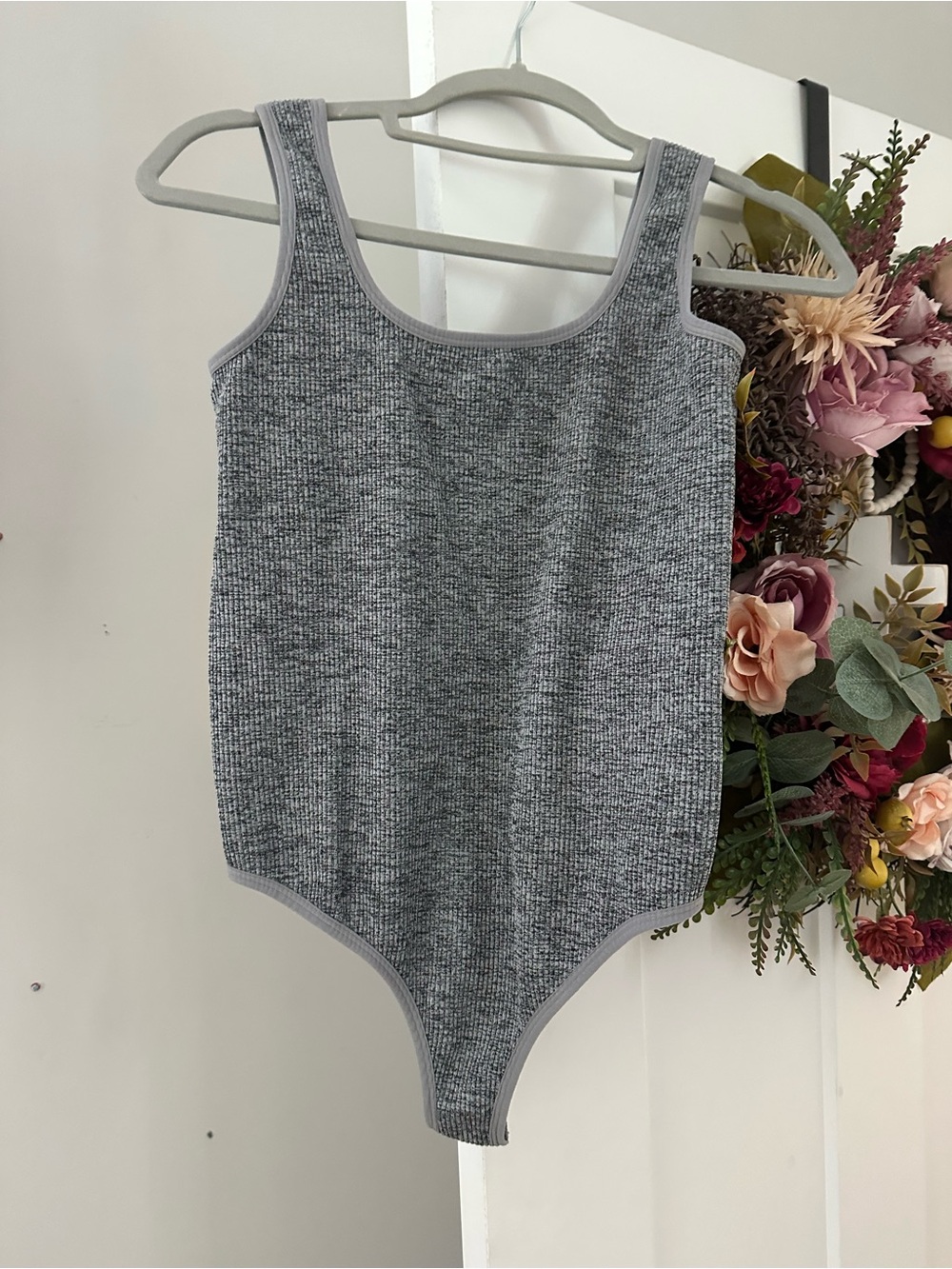 Colsie Grey Ribbed Tank Bodysuit